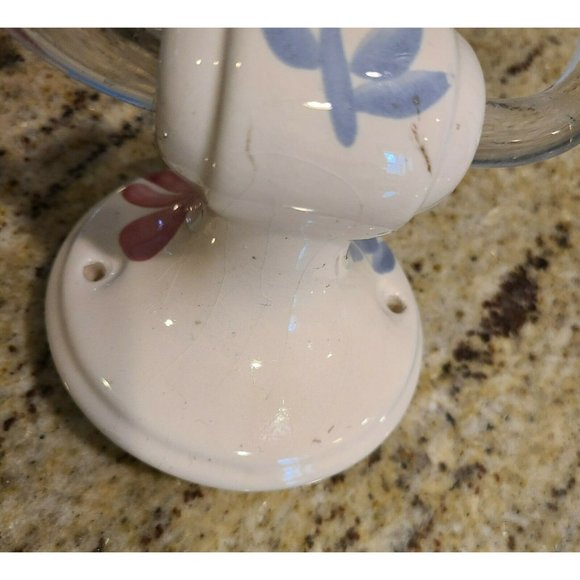 Vintage Flower Pink Blue Ceramic Porcelain Bathroom Towel Holder Clear Ring - Picture 7 of 12